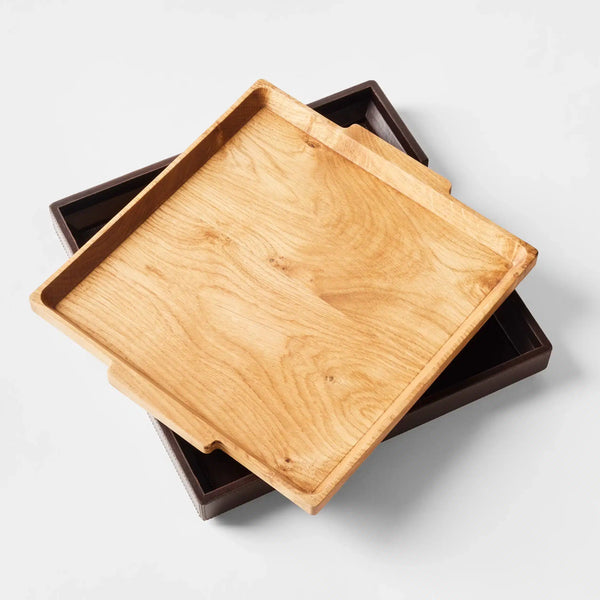 Wood and Leather Tray