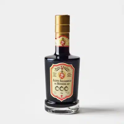 6-year aged Balsamic Vinegar of Modena bottle, ideal for enhancing salads and culinary dishes with rich, balanced flavor