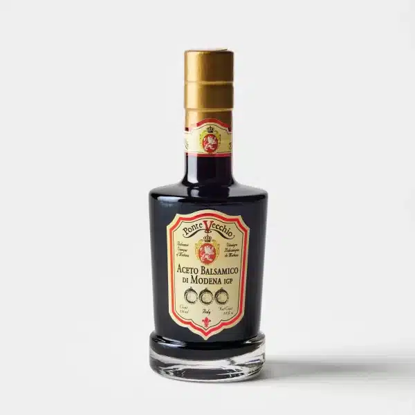 6-year aged Balsamic Vinegar of Modena bottle, ideal for enhancing salads and culinary dishes with rich, balanced flavor