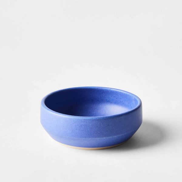 cobalt blue ceramic bowl with sharp angled sidewalls