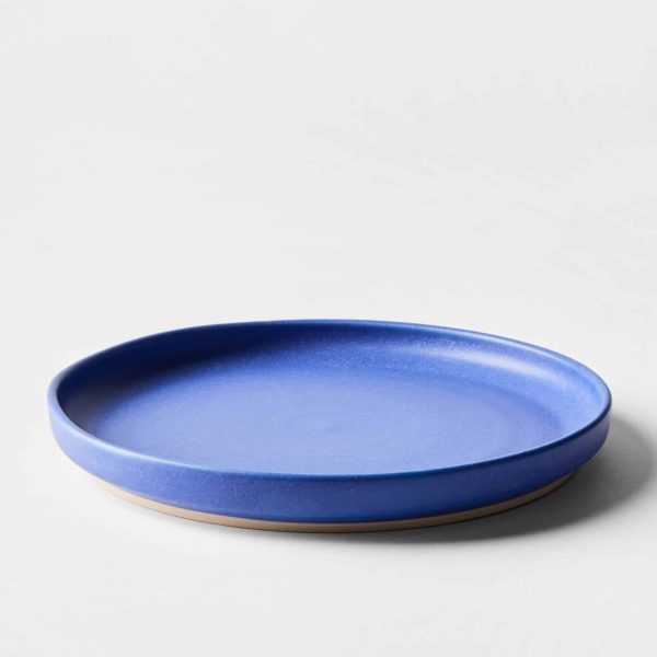 closeup of cobalt blue ceramic plate with angled sidewalls