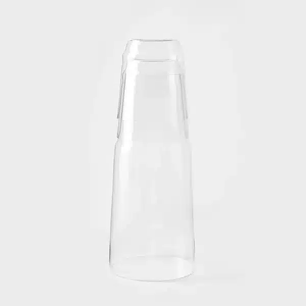 Clear borosilicate carafe with stackable drinking glass set by Âme Atendre