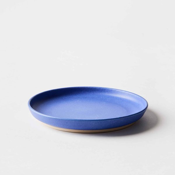 cobalt blue ceramic plate with angled sidewalls